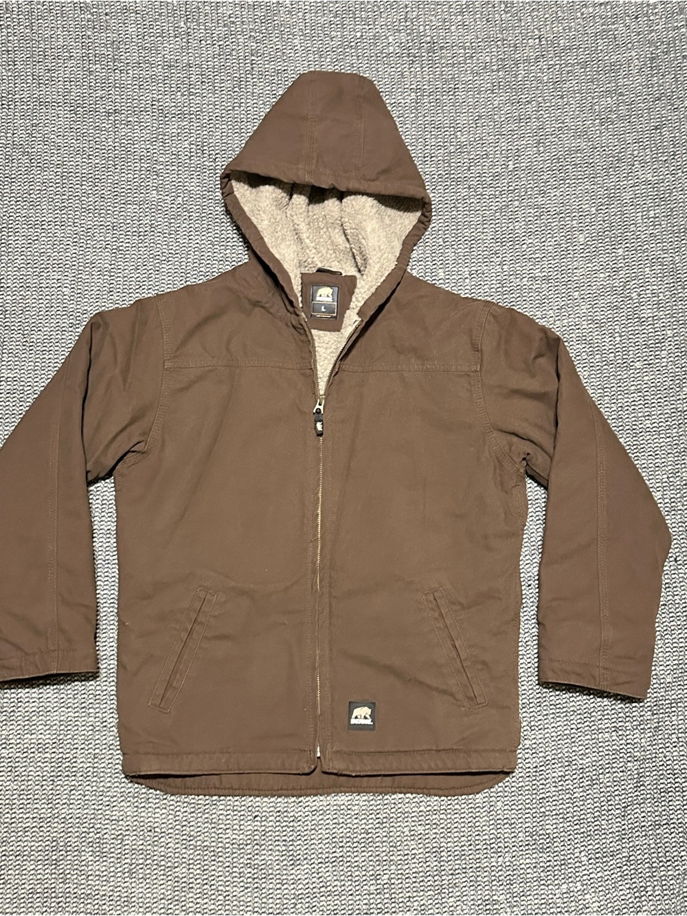 Berne Brown Sherpa-Lined Softstone Duck Hooded Jacket